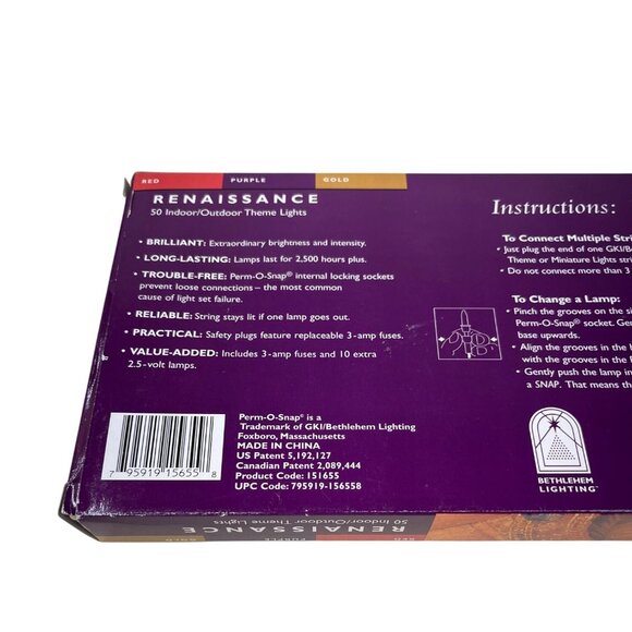 GKI Bethlehem Renaissance Christmas Red Purple Gold Theme String Light Set NIB - Picture 4 of 7